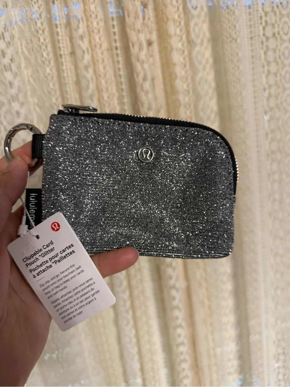 lululemon athletica Metallic Silver Key & Card Pouch
